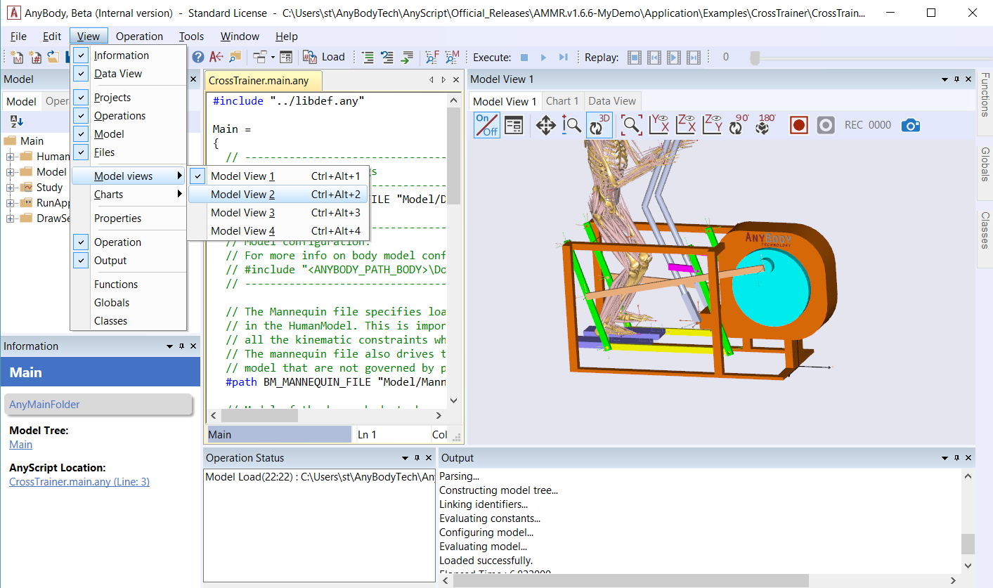 Open model view windows