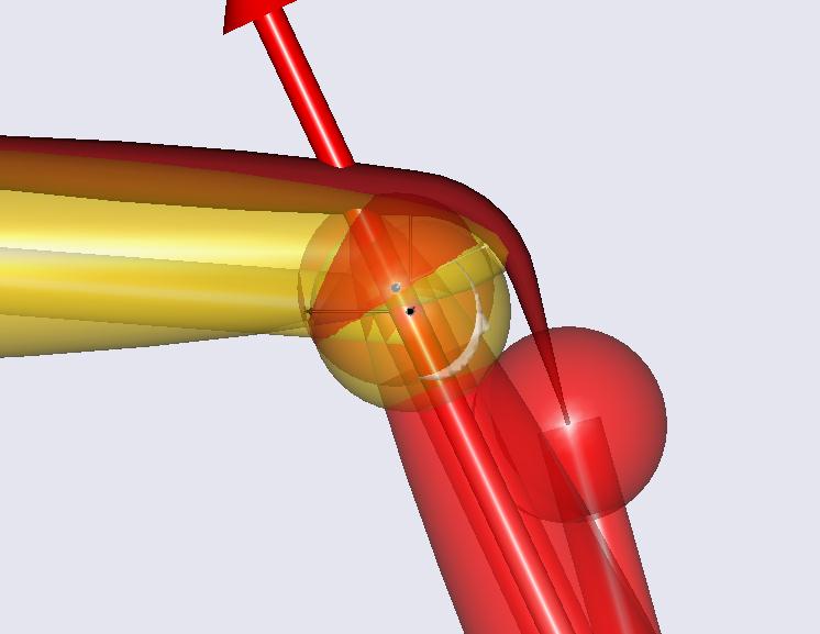 Model view knee closeup