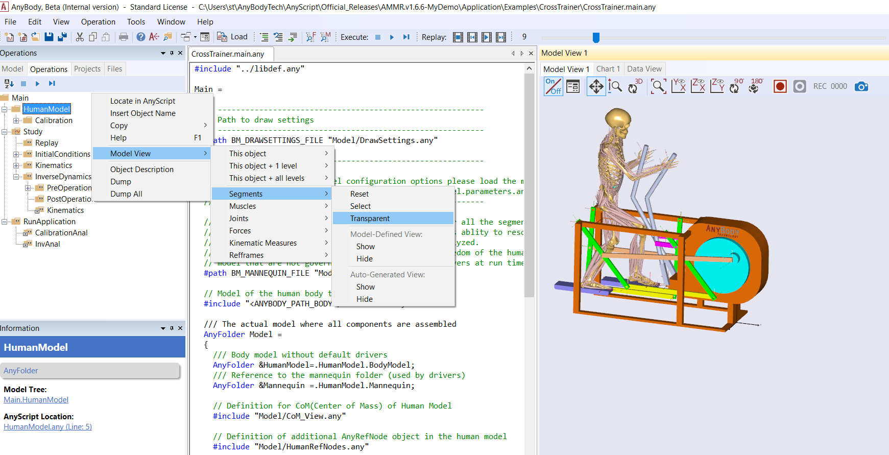 Model tree right click menu