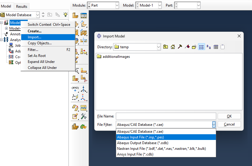Abaqus model loading